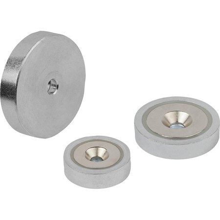 KIPP Magnet Shallow Pot Magnet H=4, 5, Form:D Ndfeb, Round, Comp:Steel, D1=3, 5, D=13 K1393.13